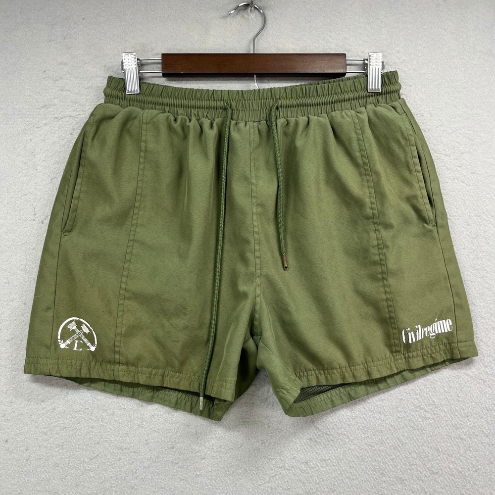 Civil Regime Shorts Mens M Olive Green Mesh Lined Drawstring Swim Board Trunks